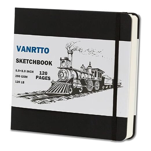 Hardcover Sketch Book, Square Sketchbook with 120LB/200GSM Thick 8x8 INCH