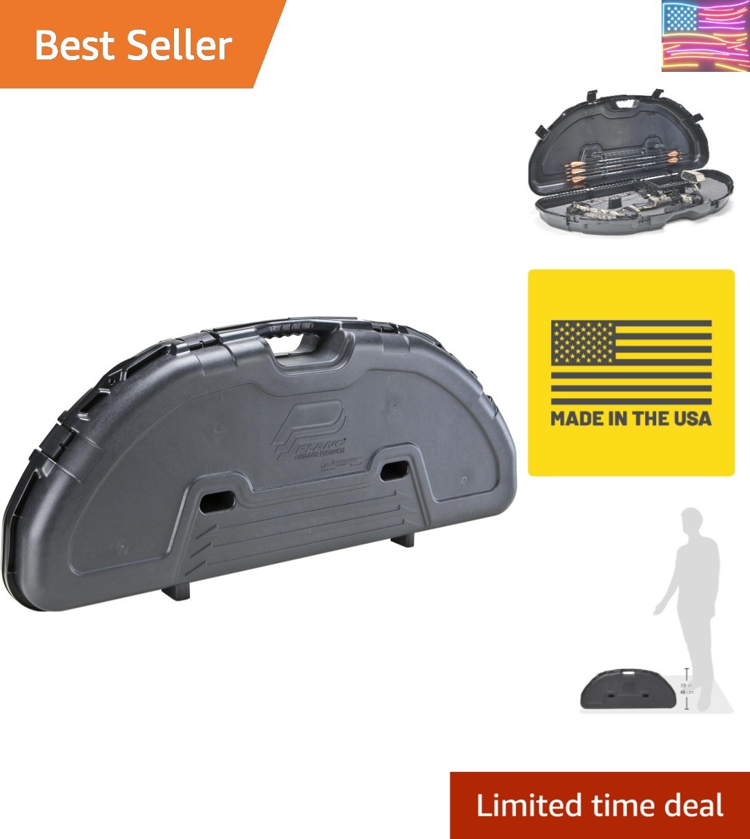 Protector Compact Bow Case, Black, Hard Bow Case, Holds up to Five Arrows, An...