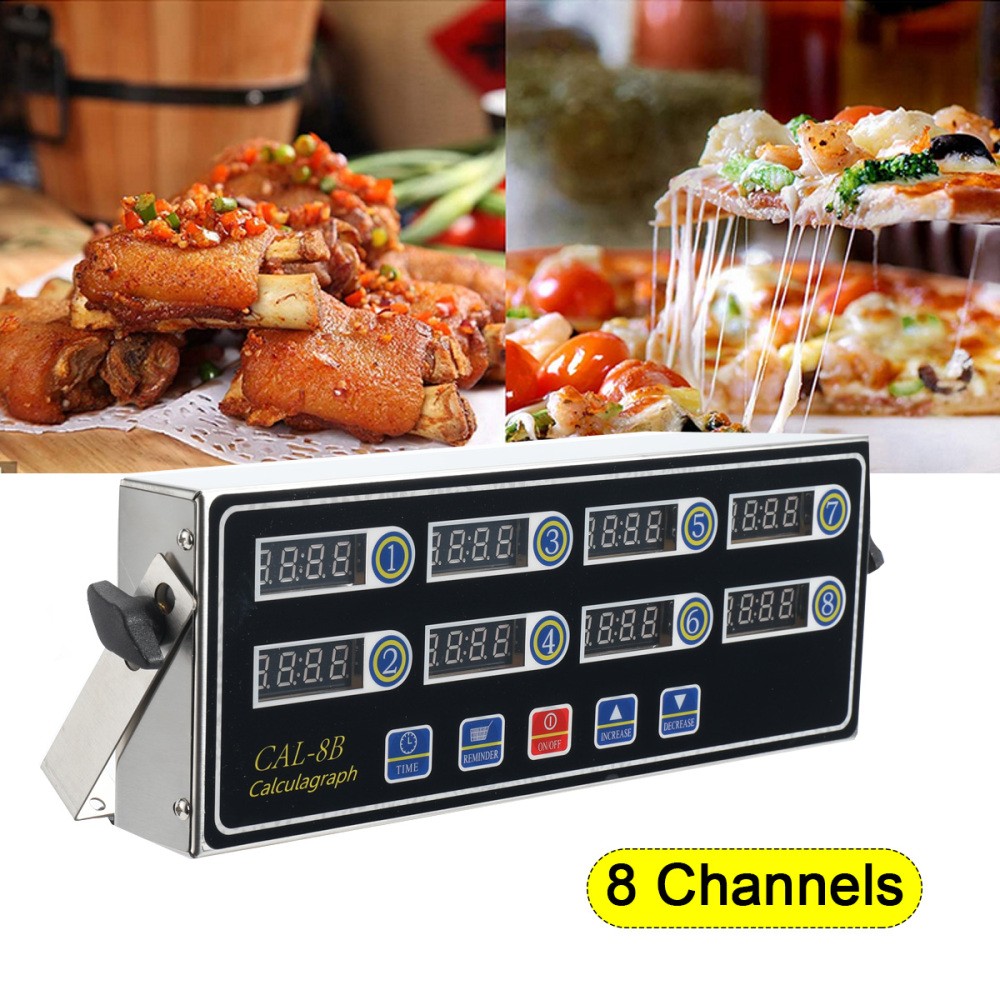 Stainless Steel 8 Channel Kitchen Timers LED Technology Kitchen Timer Digital
