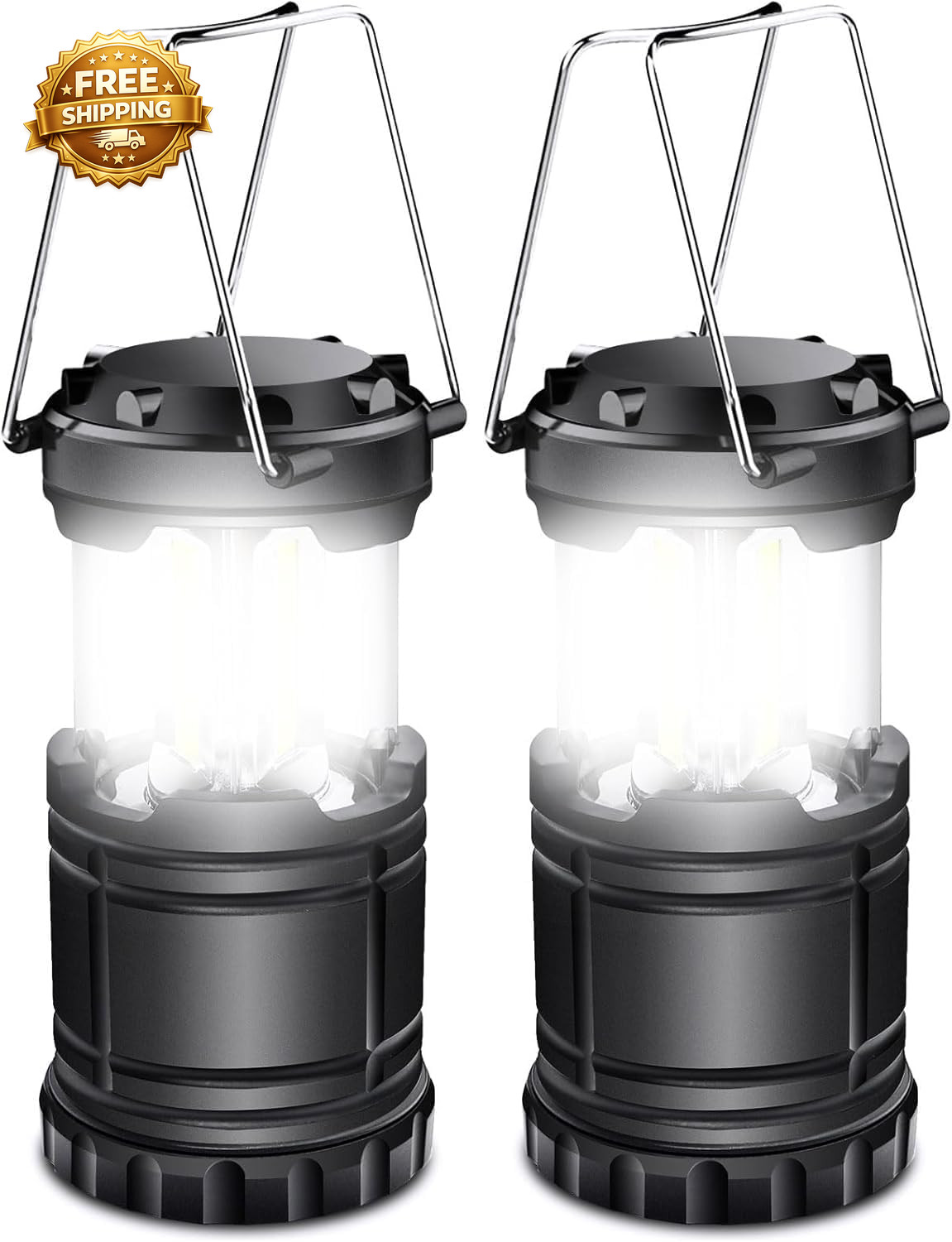 2 Pack LED Battery Operated Lights Portable Survival Battery Powered Lamp Campin