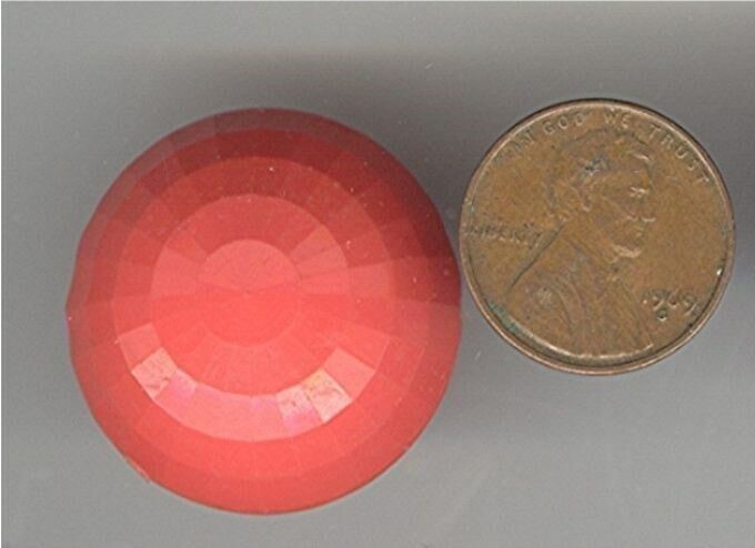 12 VINTAGE CORAL ACRYLIC 28mm ROUND DECO CABOCHONS Z177