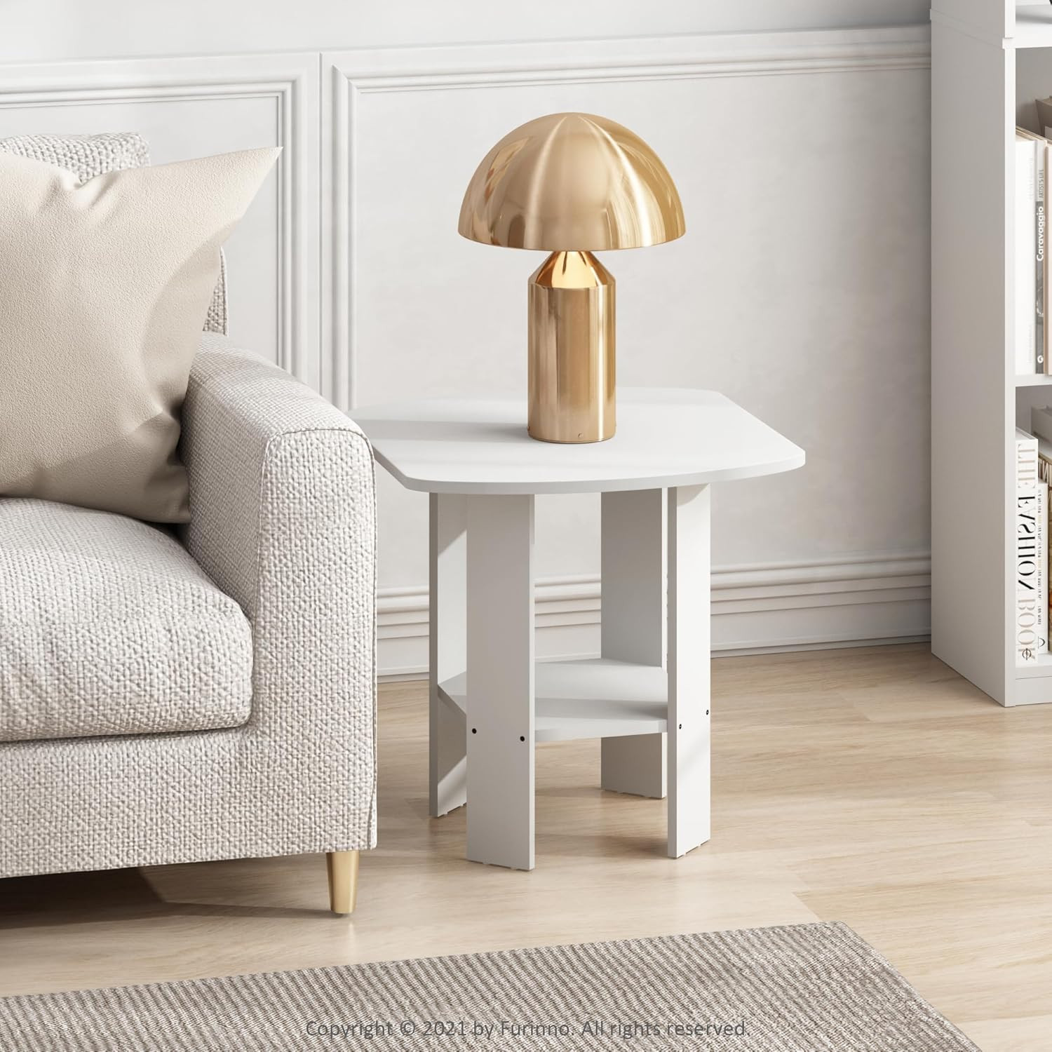 Simple Design End Table, 2-Pack, White
