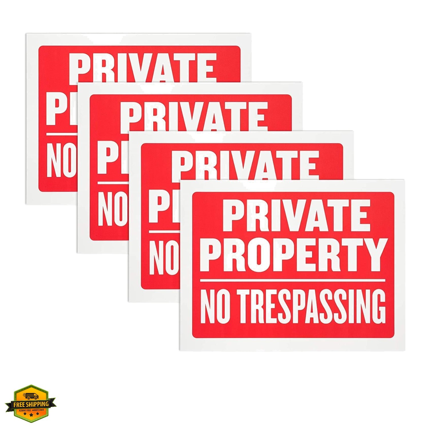 4 Pack Private Property No Trespassing Sign 9 x 12 Inch Weatherproof, Water R...