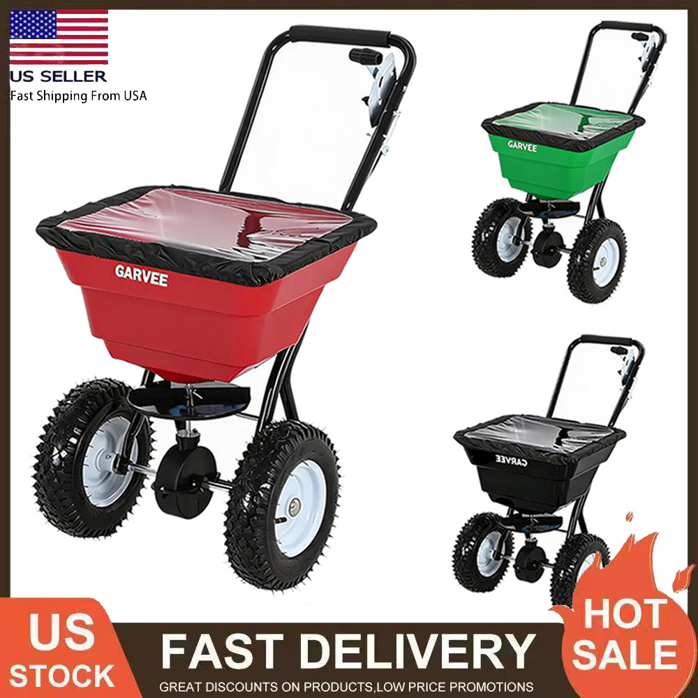 80 LBS Push Broadcast Spreader, 12FT Width 13in Wheels Adjustable Flow for Lawn