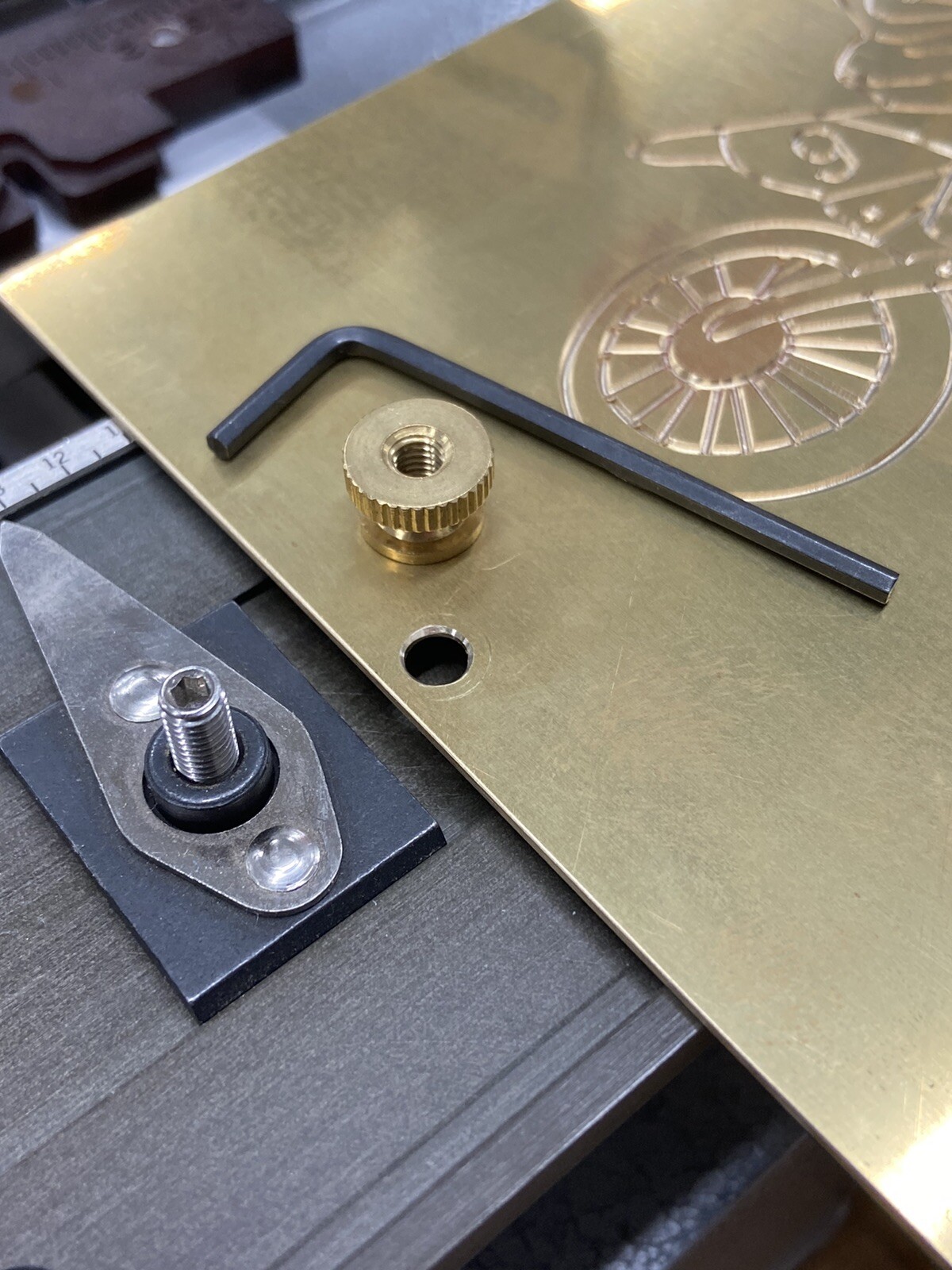 LARGE DETAILED MOTOCROSS SOLID BRASS MASTER TEMPLATE FOR NEW HERMES FONT TRAY