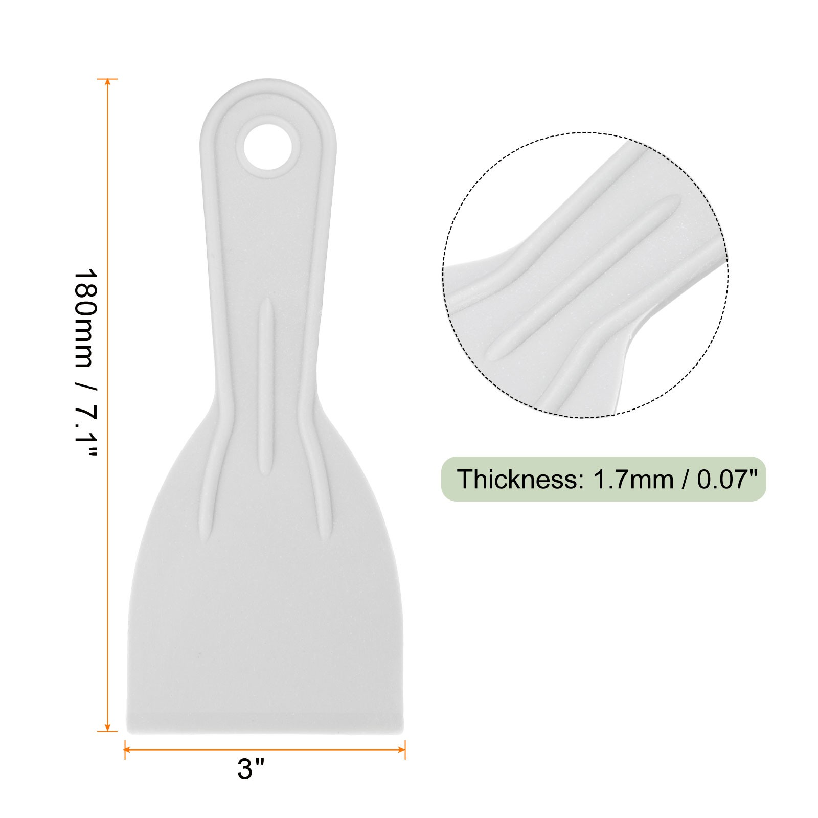 10pcs Putty Scraper 3" Width 2mm Thin Flexible Plastic Putty Knife Gray,