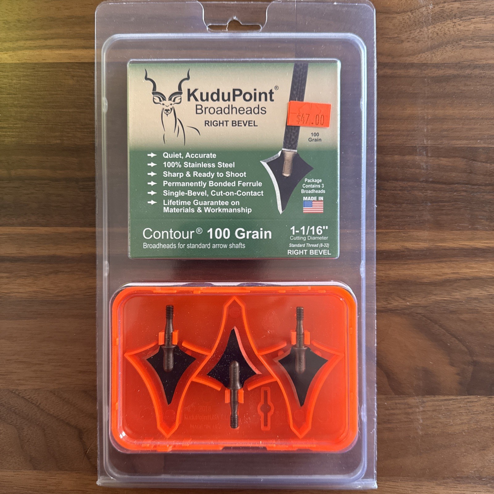 Kudu Point Contour 100 Grain Broadheads Right Bevel