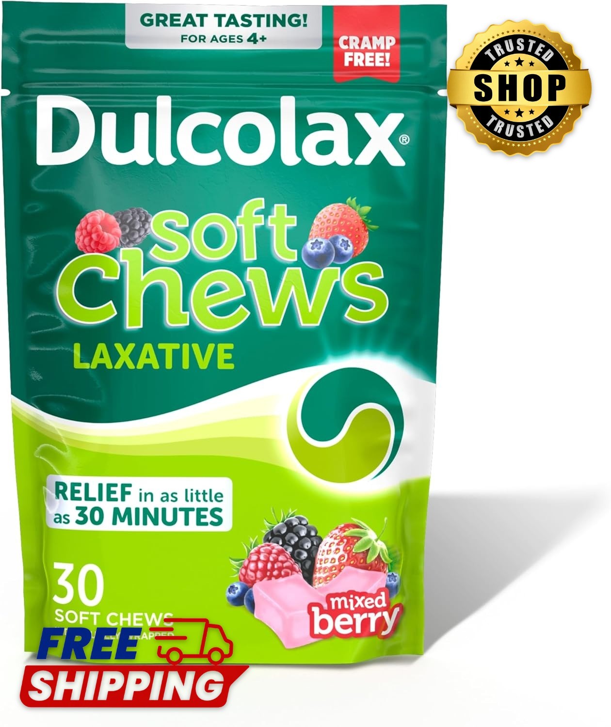Mixed Berry Laxative Soft Chews, Magnesium Hydroxide, 30 Ct