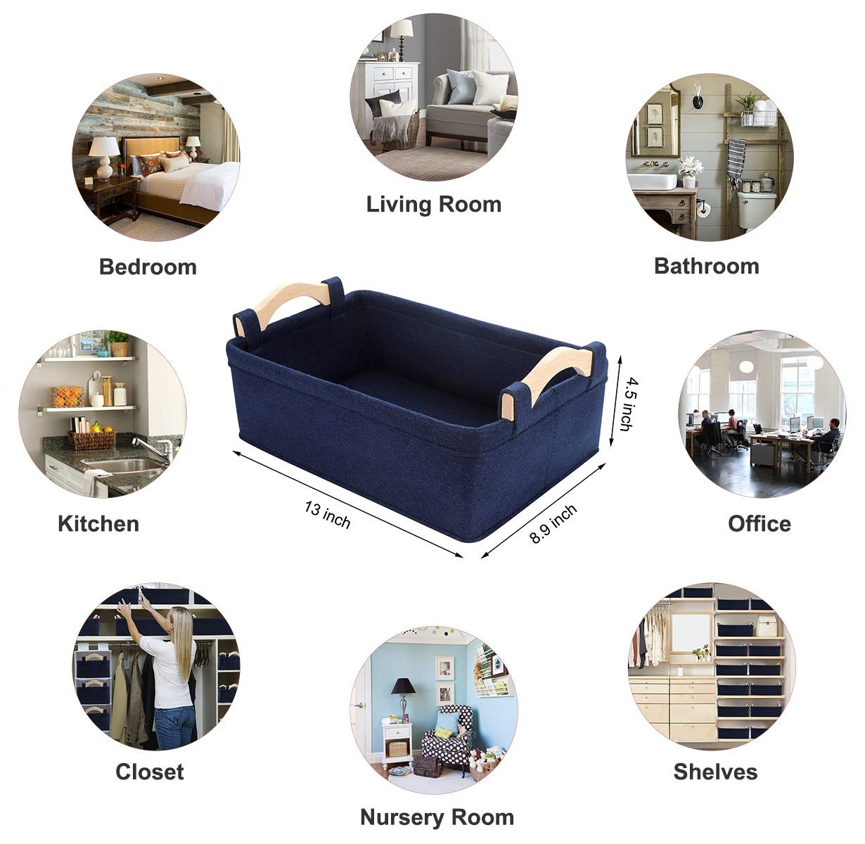 Rectangle Storage Baskets Navy Blue Storage Baskets Soft Decorative Nursery B...