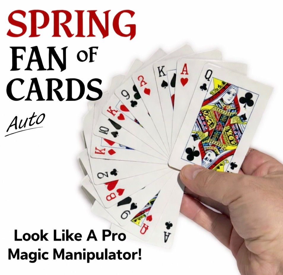 SPRING FAN OF CARDS Easy Pop Open Magic Trick Appearing Auto Perfect Production