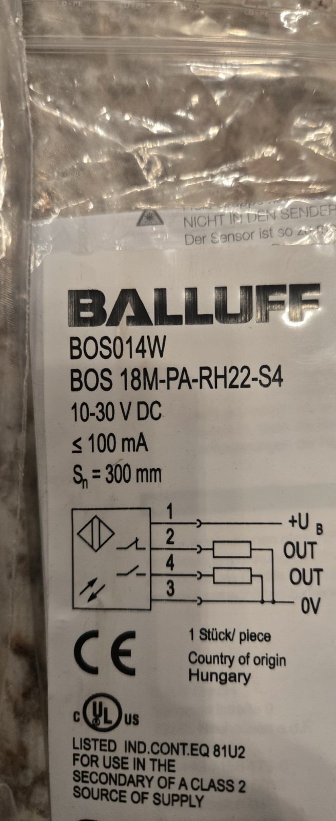 BALLUFF BOS014W BOS 18M-PA-RH22-S4 BRAND NEW SEALED ILLINOIS STOCK