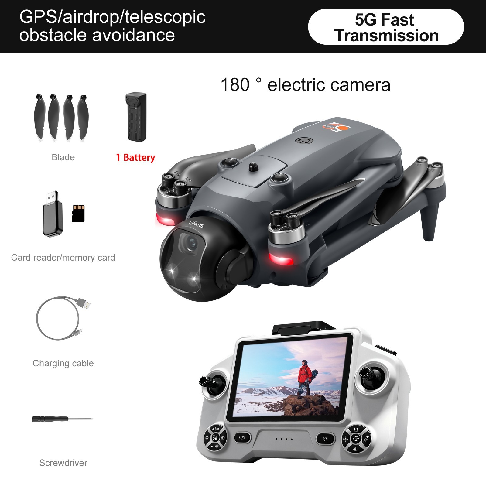 YL059 Drone GPS WIFI FPV 4K Dual Camera Selfie Obstacle Avoidance Quadcopter
