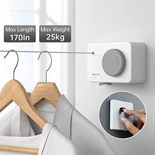 White Retractable Laundry Clothesline | 13.8 Ft stainless White-New Model