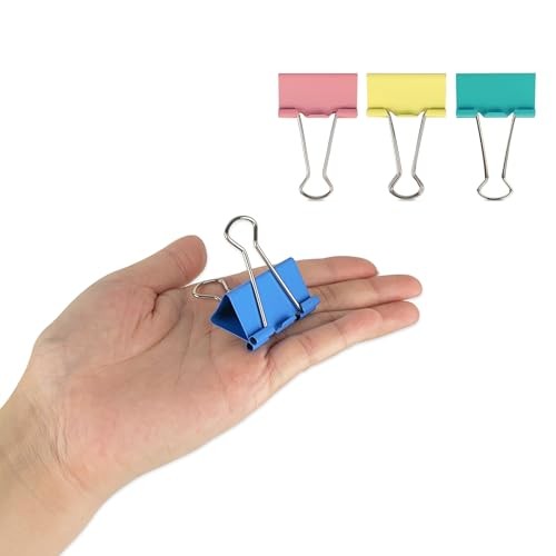 Large Binder Clips, 1.6 inch, 24 Pack, Colored Binder Clips, Paper Clamps