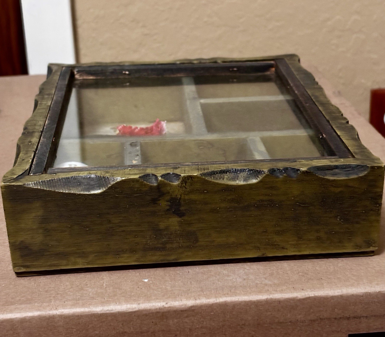 VTG Wooden Capistrano Shadow Box-Swallows Cat Dog Iron Holly Hobbie Rx Dice Bell