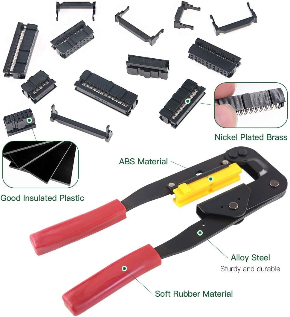 49-Piece IDC Cable Connector Set with Crimp Tool for Flat Ribbon Cables