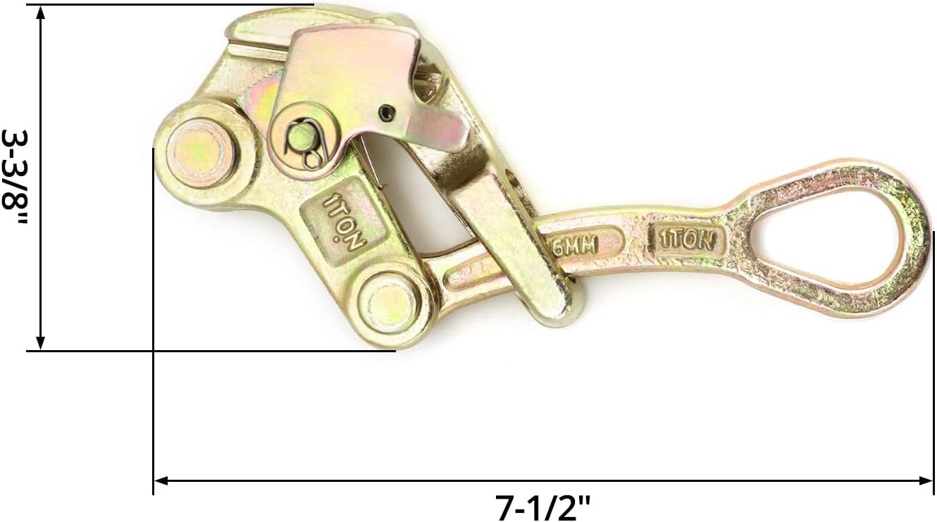 2 Pack 1 T Cable Grip Wire Grip Steel Rope Jaw Puller for Wire Rope, Pulli
