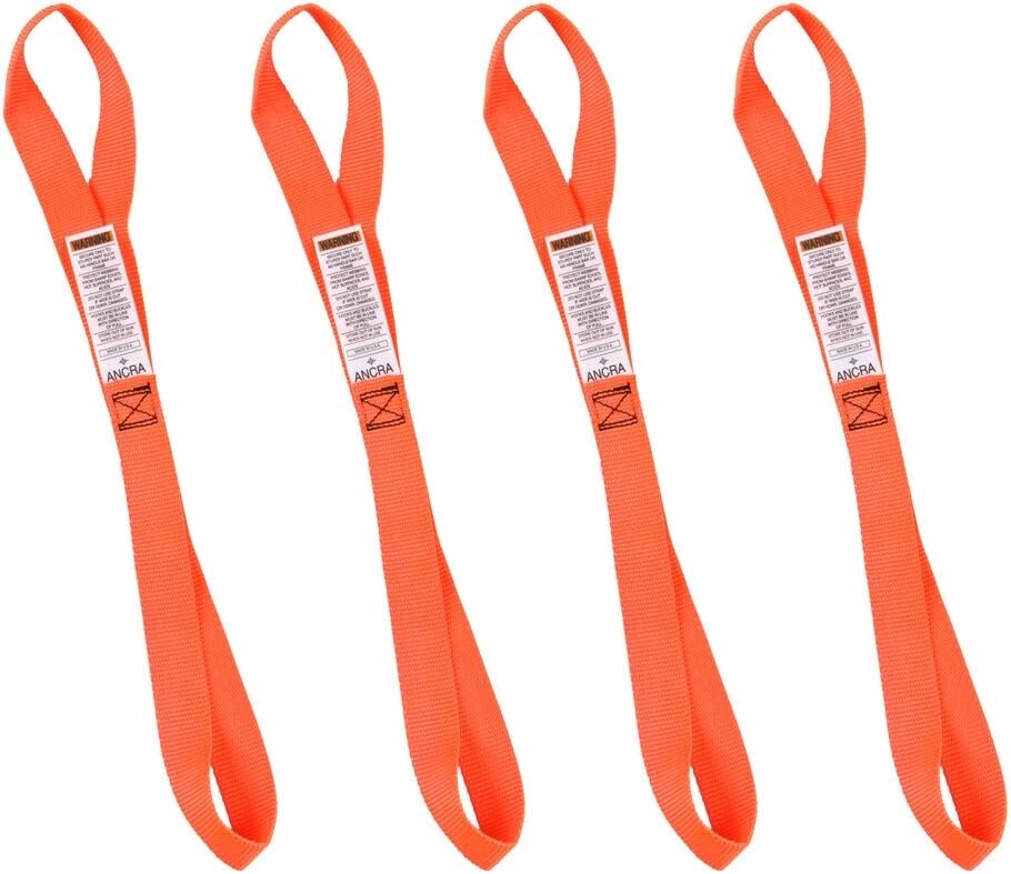 (4) Ancra 18" Orange Soft Hook Extensions Motorcycle ATV Tie Down Ratchet Straps
