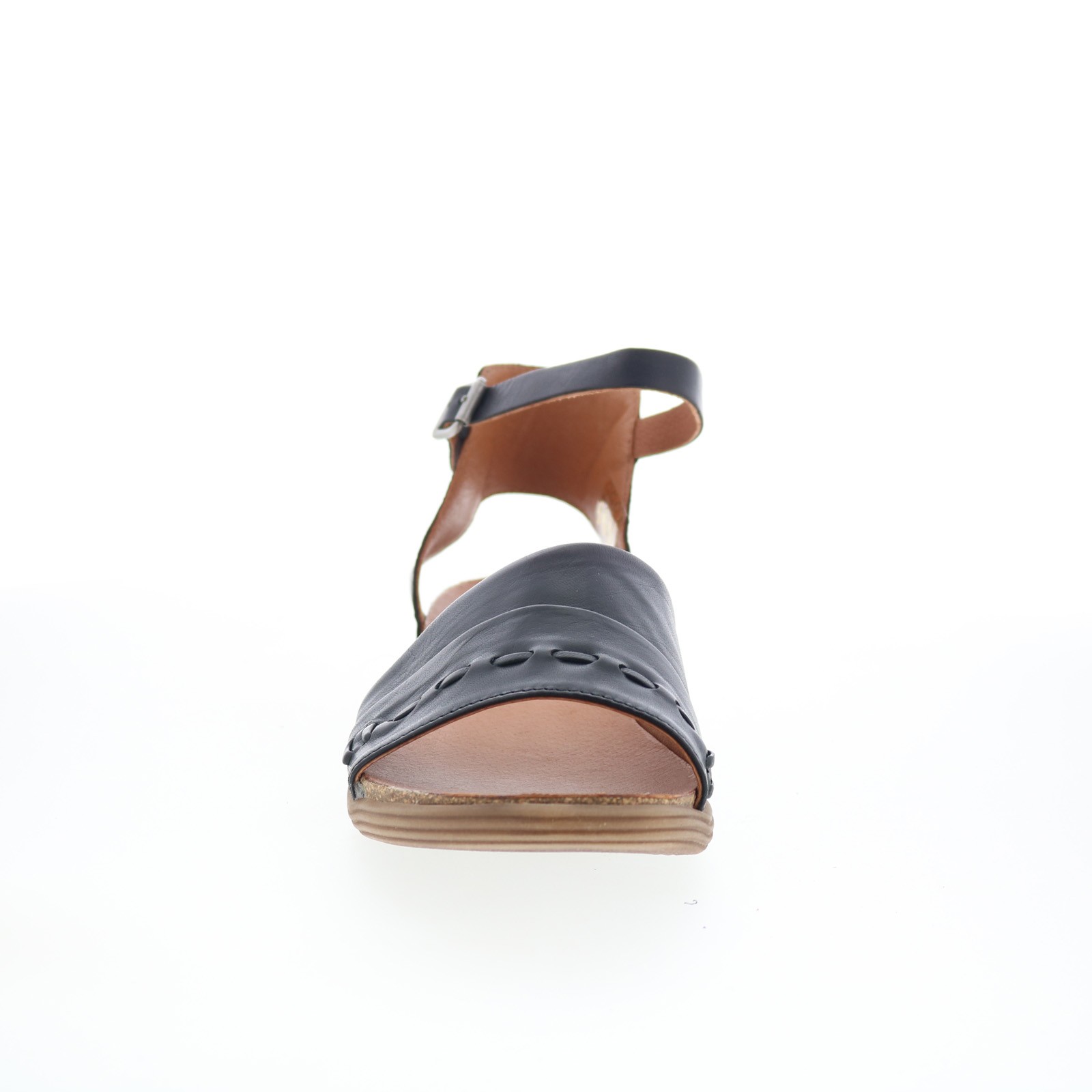 Miz Mooz Marabel Womens Black Leather Hook & Loop Strap Sandals Shoes
