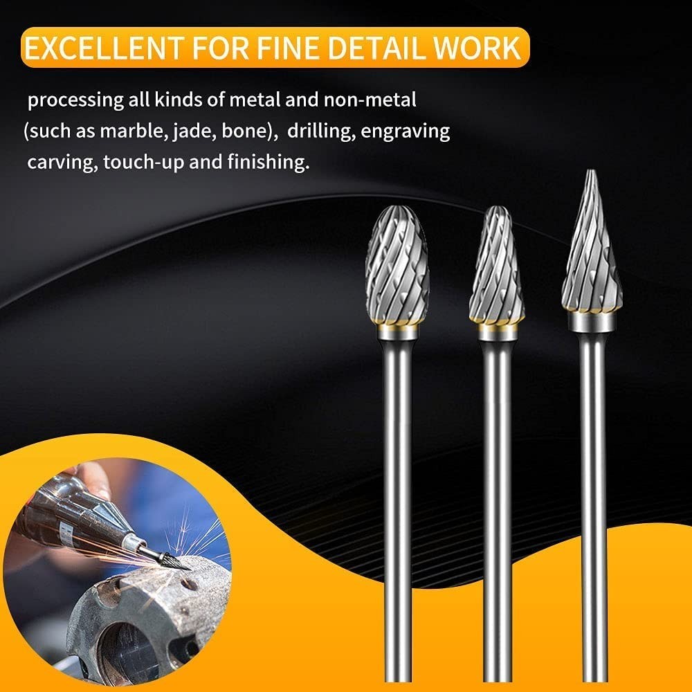 Carbide Burr Set Compatible with Dremel Rotary Tool 10Pcs Die Grinder Bits Ro...