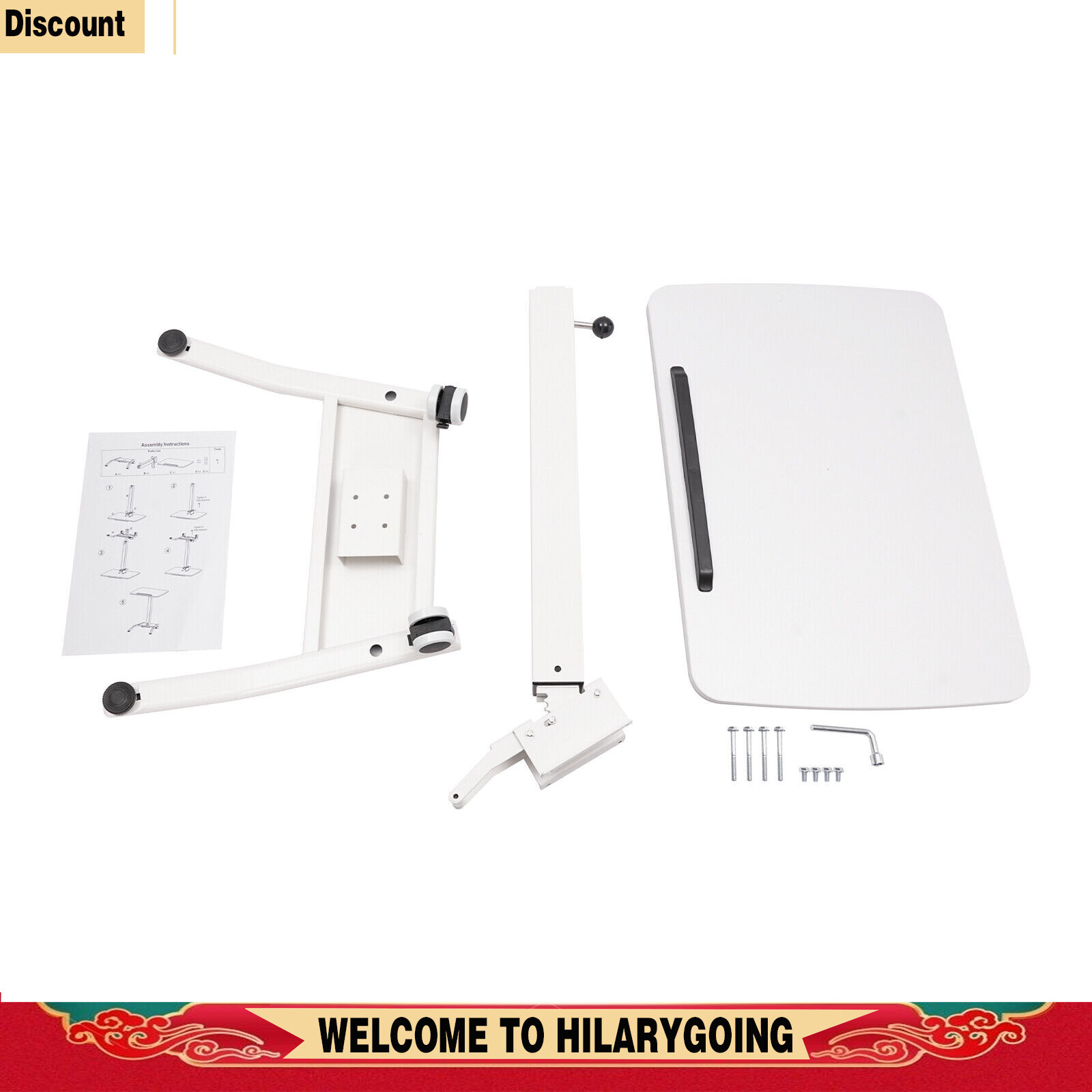 Adjustable 10°-30° Rolling Podium Desk Standing Lifting Computer Desk White