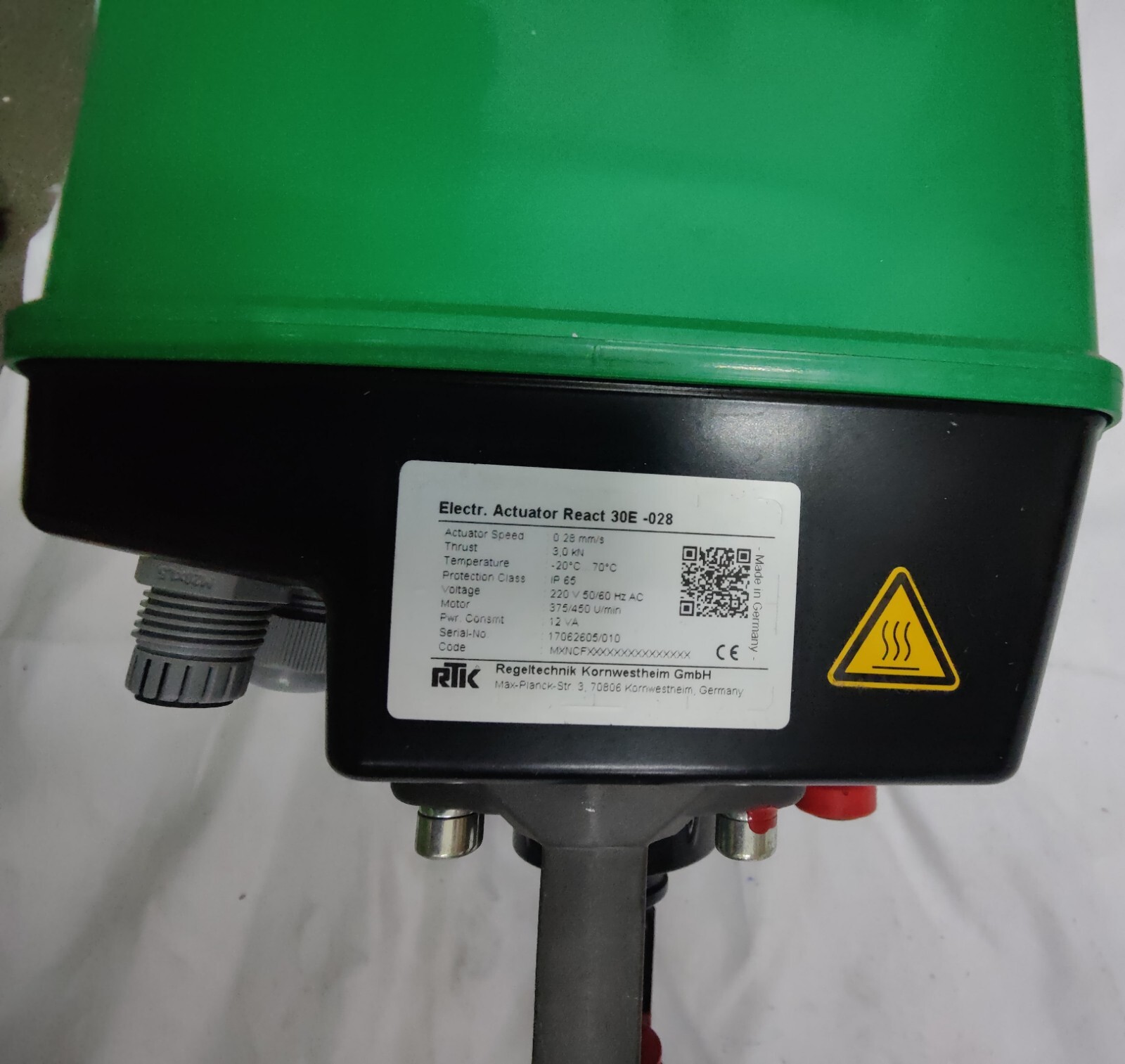 RTK Electric Actuator REact 30E -028 WITH MV 5211 REflex 2-way control valve