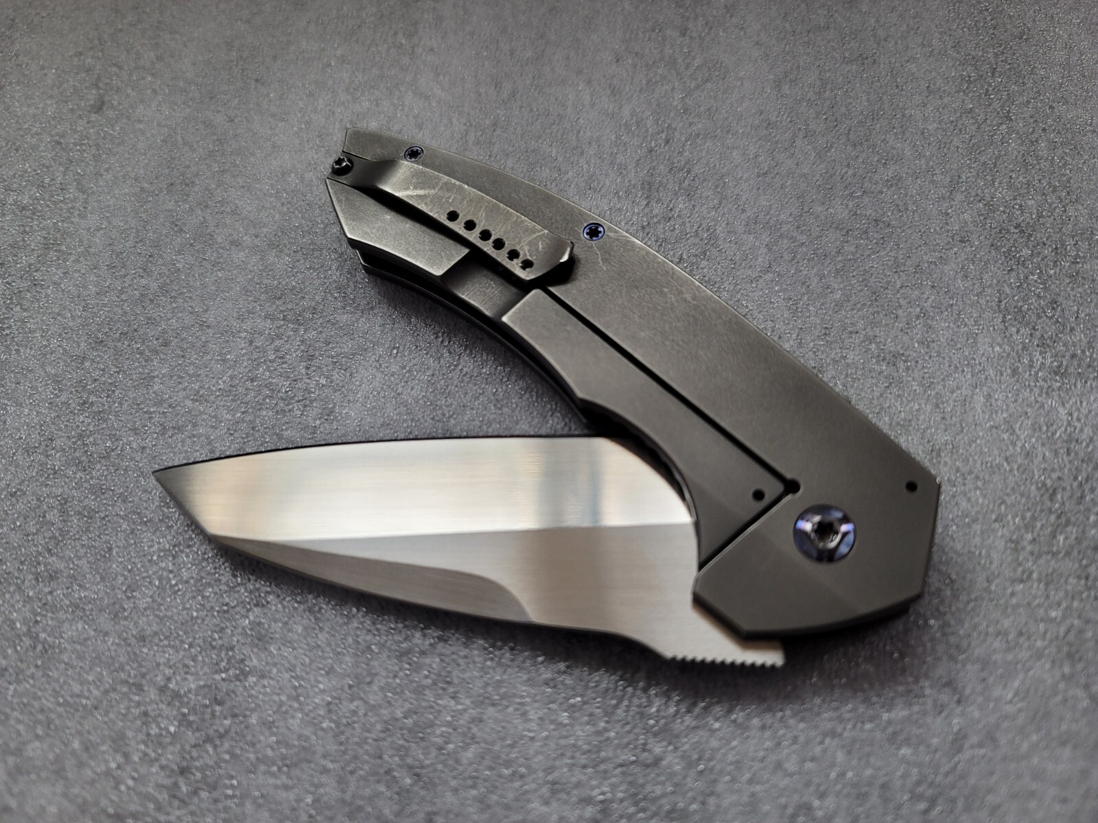 Peter Carey Custom Knives 2014 Framelock Cure Prototype, Tom Mayo MOP Pattern