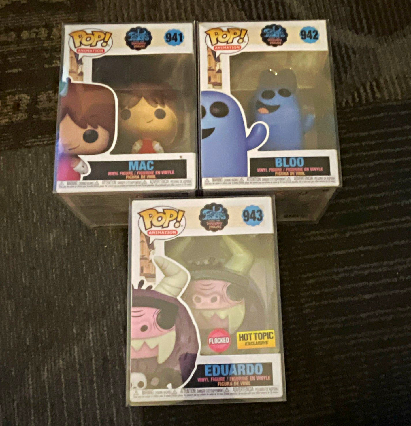 Funko POP! Vinyl Mixed Lot 3 Foster's Home Mac Bloo Eduardo Flocked HT 941-943