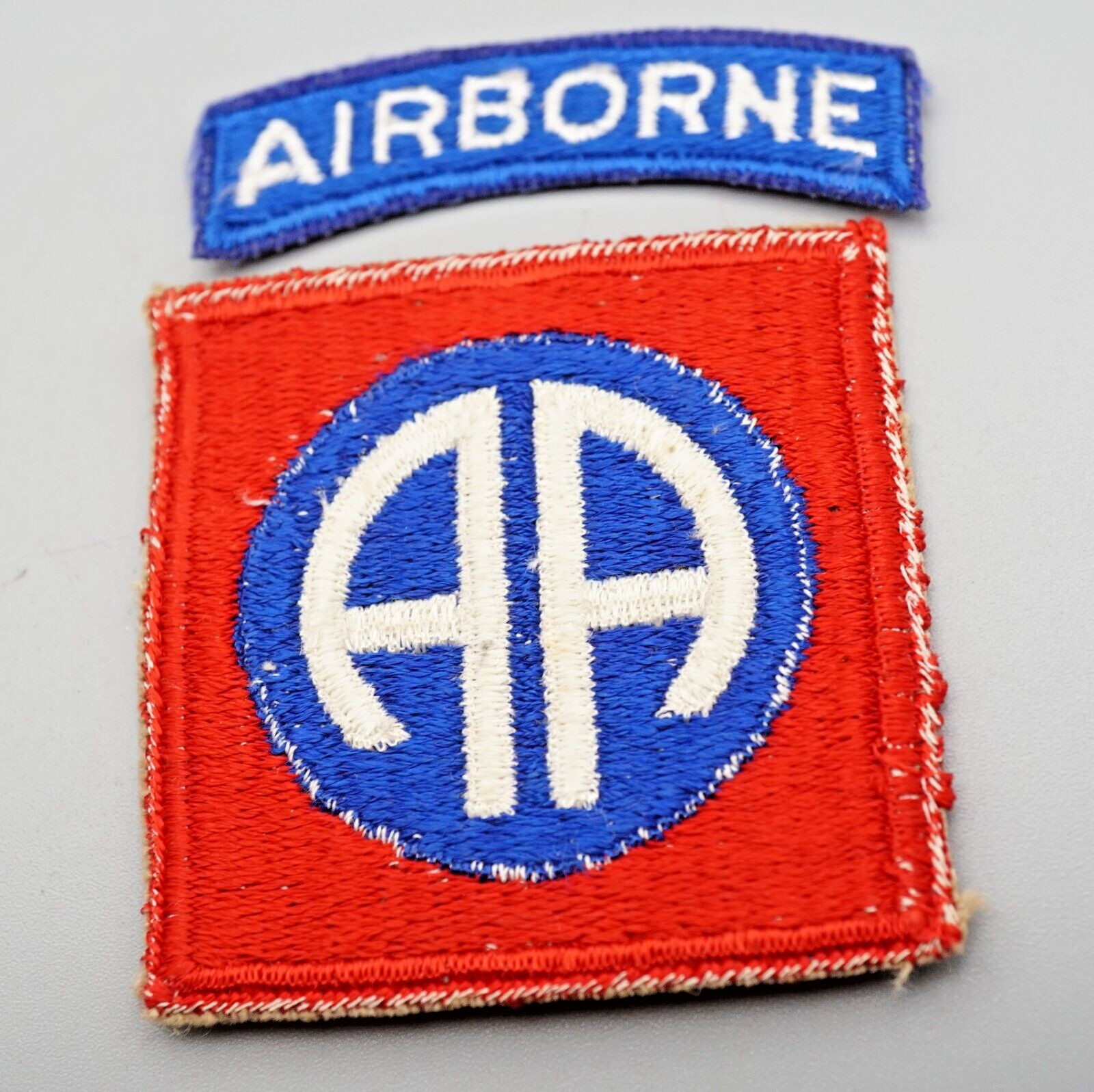 WWII 82nd Airborne Division & Rocker Tab Patches Lot Of 2 - GREAT SHAPE NO GLOW