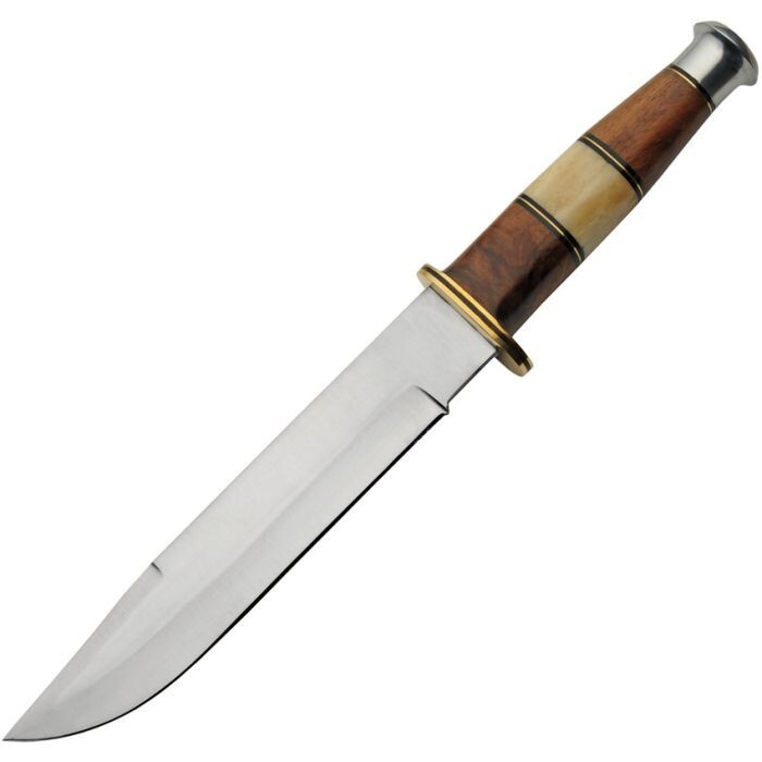 Rite Edge Hunter Fixed Knife 8.75" Stainless Steel Blade Smooth Bone/Wood Handle