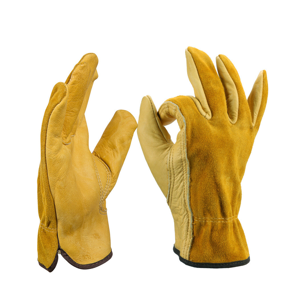 Mens Leather Work Gloves Motorcycle Driving Riding Glove Garden Safety Equipment