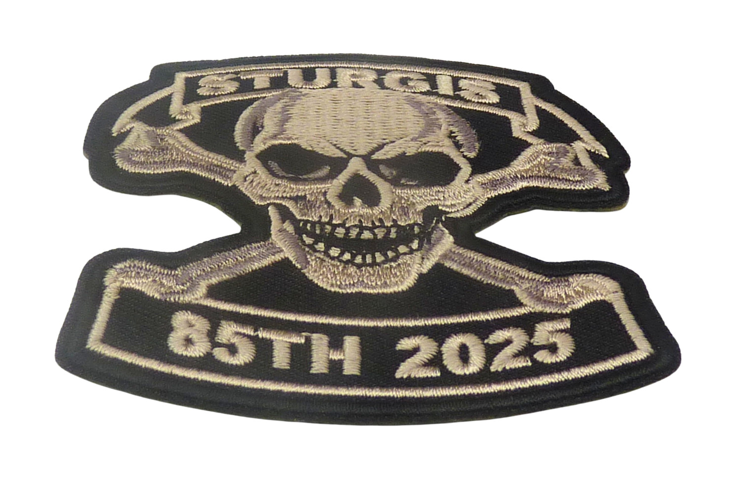 Sturgis 85th 2025 Event Embroidered Patch Skull and Crossbones.