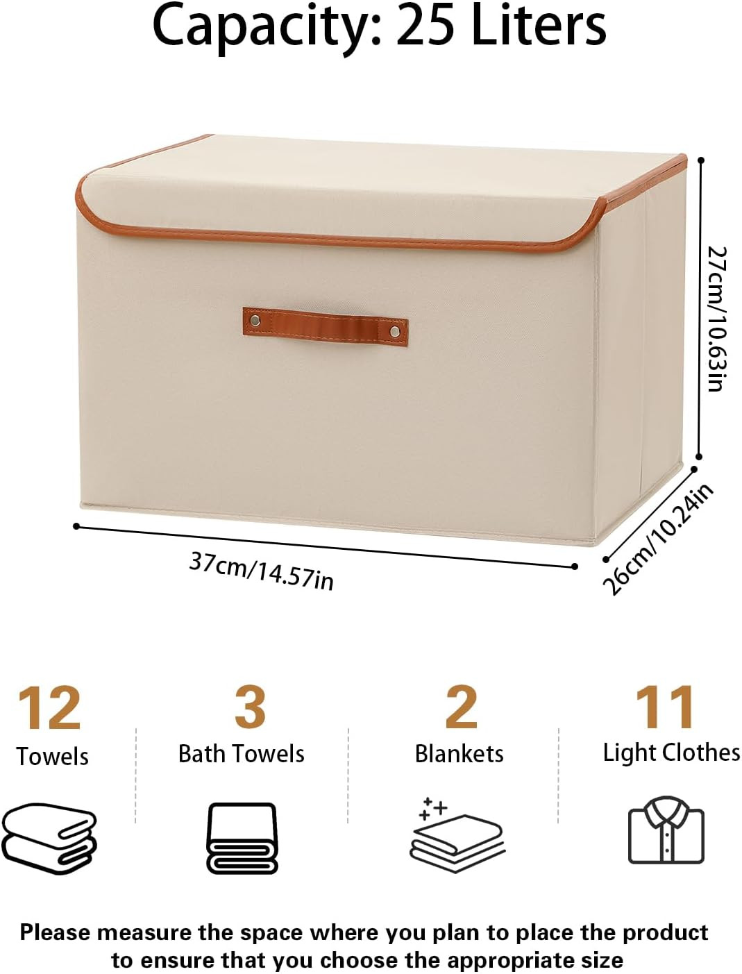 Tuza 2-Pack Large Fabric Storage Bins with Lids, 2 Pack - Medium, Khaki