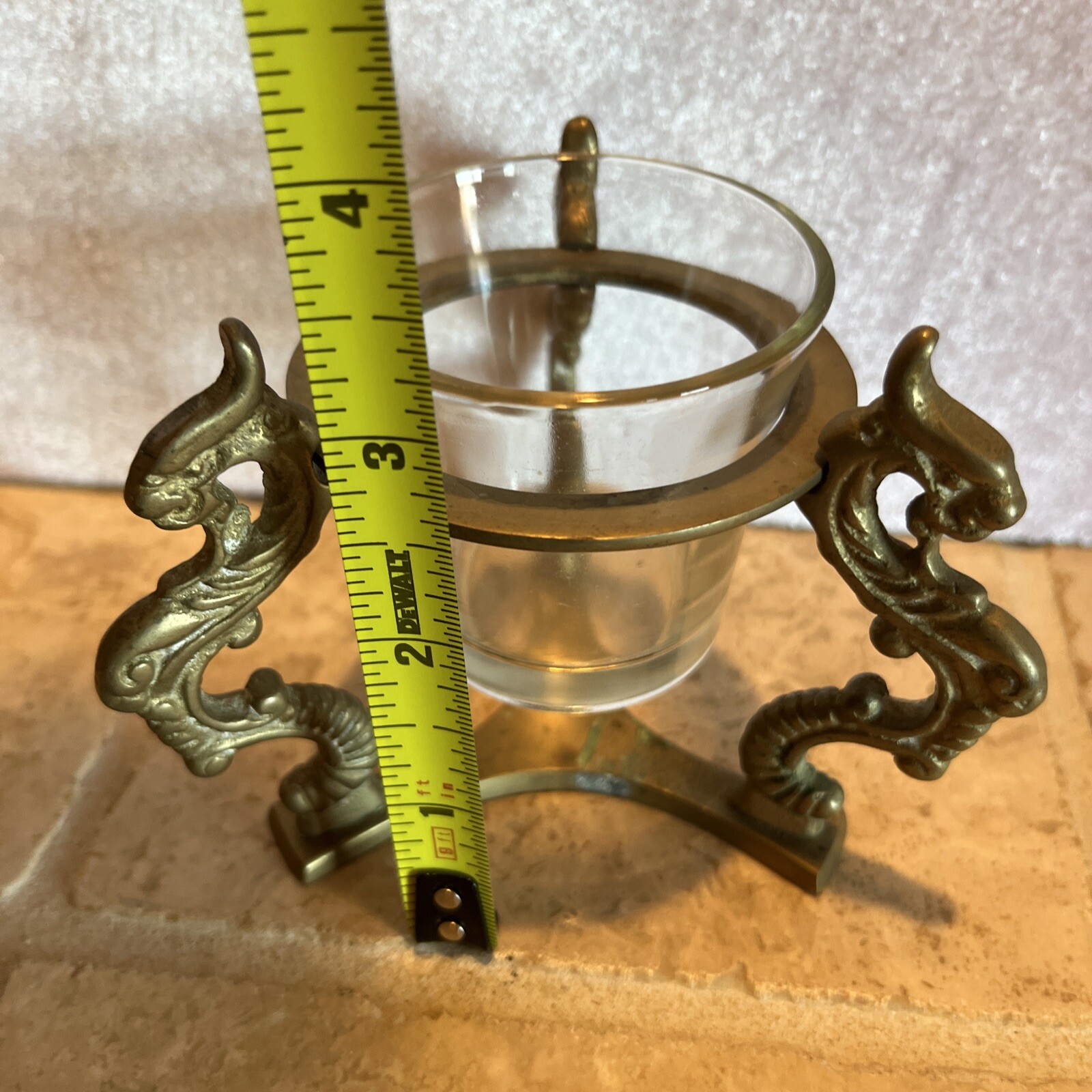Sphere Brass Dragon Stand Mythical candle or globe