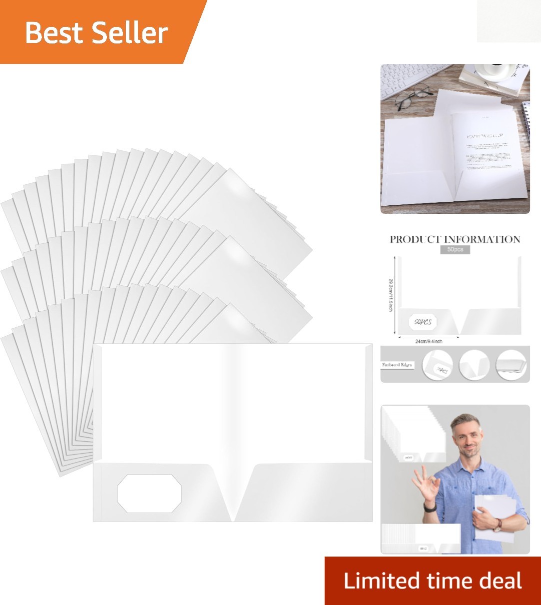 Elegant 50-Piece Glossy Paper Folders - Perfect for Presentations & Organization