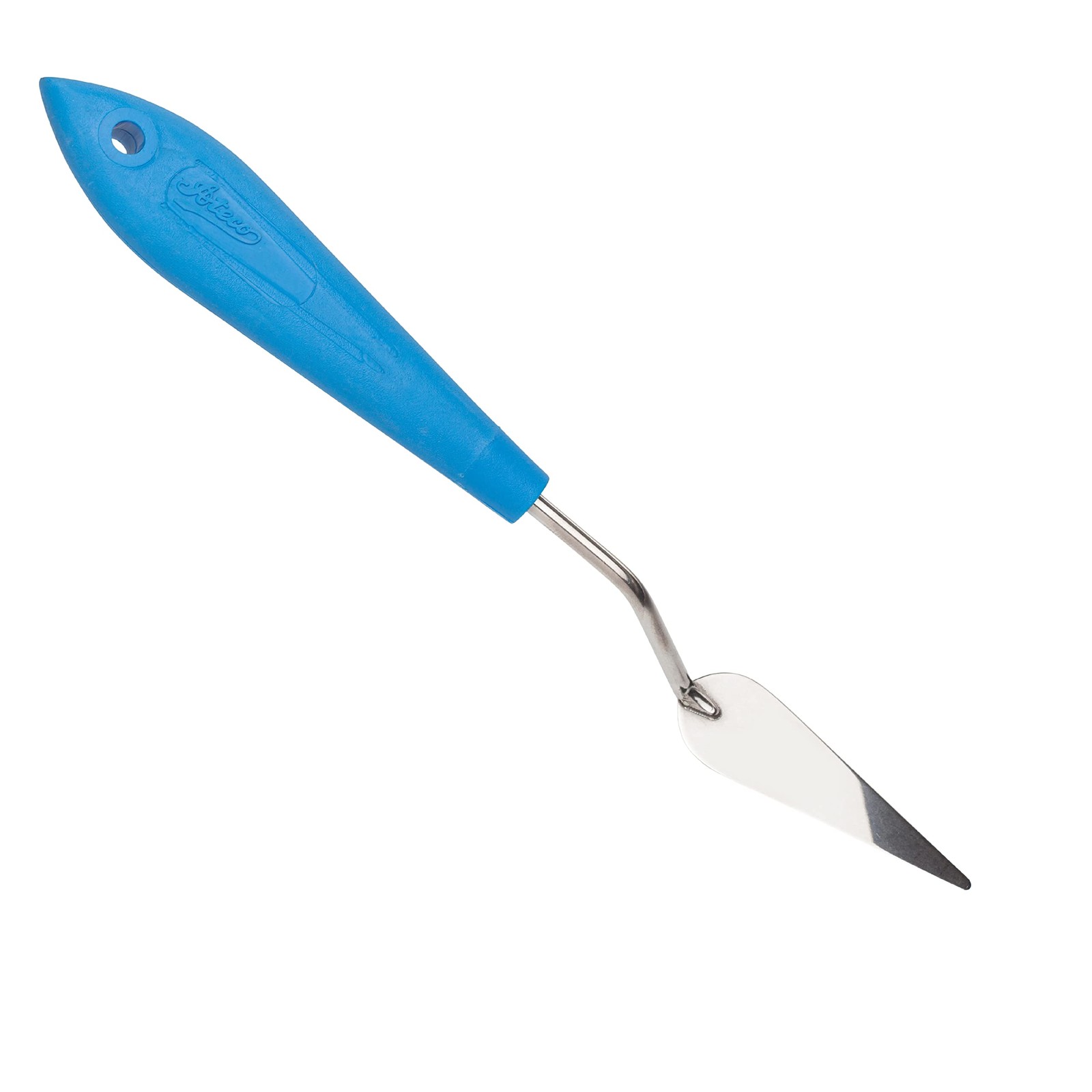 2.4" Tear Drop Offset Spatula Trowel with Non-Slip Plastic Handle Silver