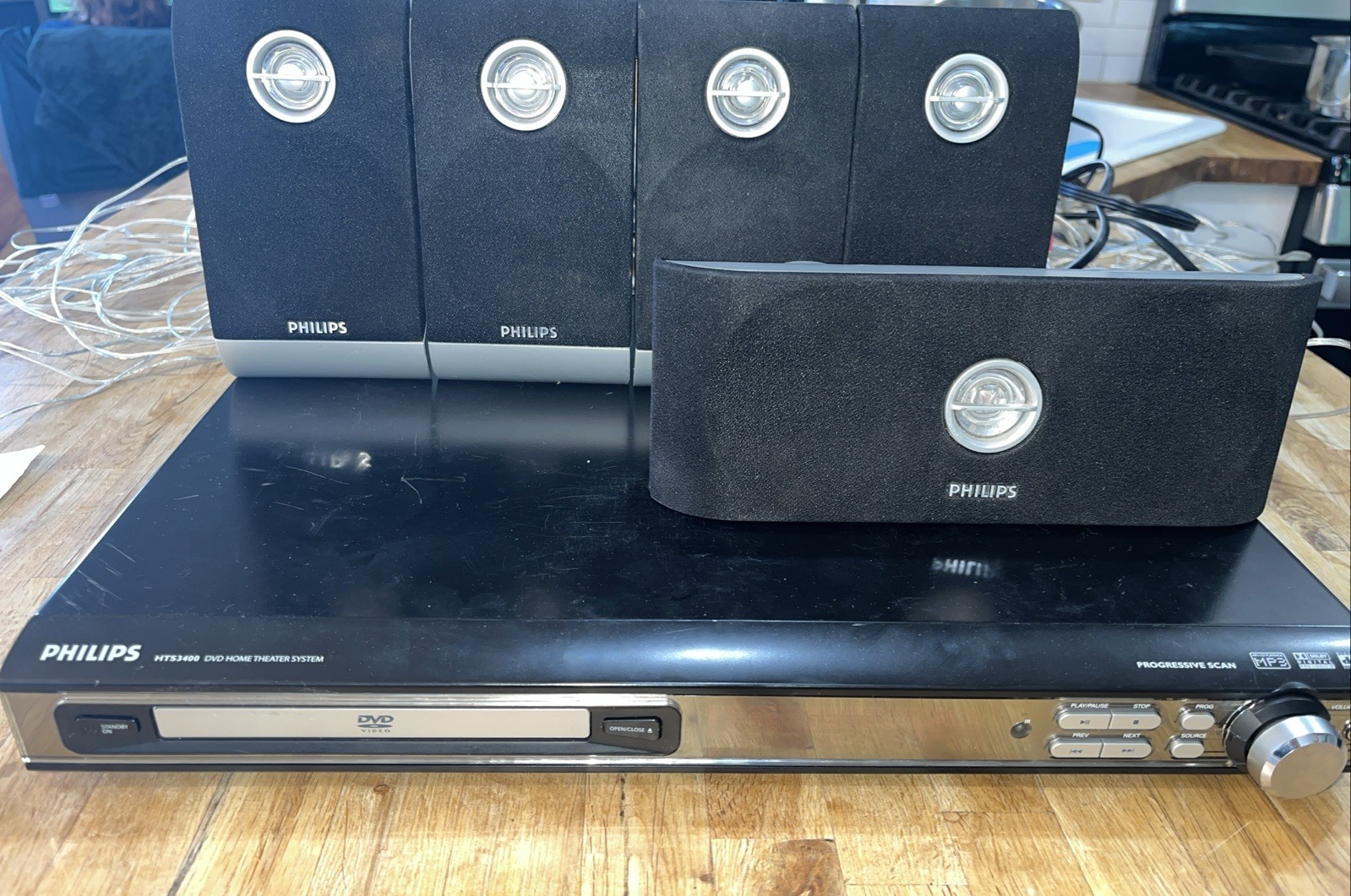 Philips HTS3400 DVD 5.1 Ch Home Theater System Receiver W/ All Speakers