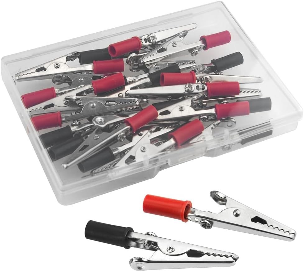 High Quality 22 PCS Red & Black Alligator Clips - Perfect for Electrical Testing