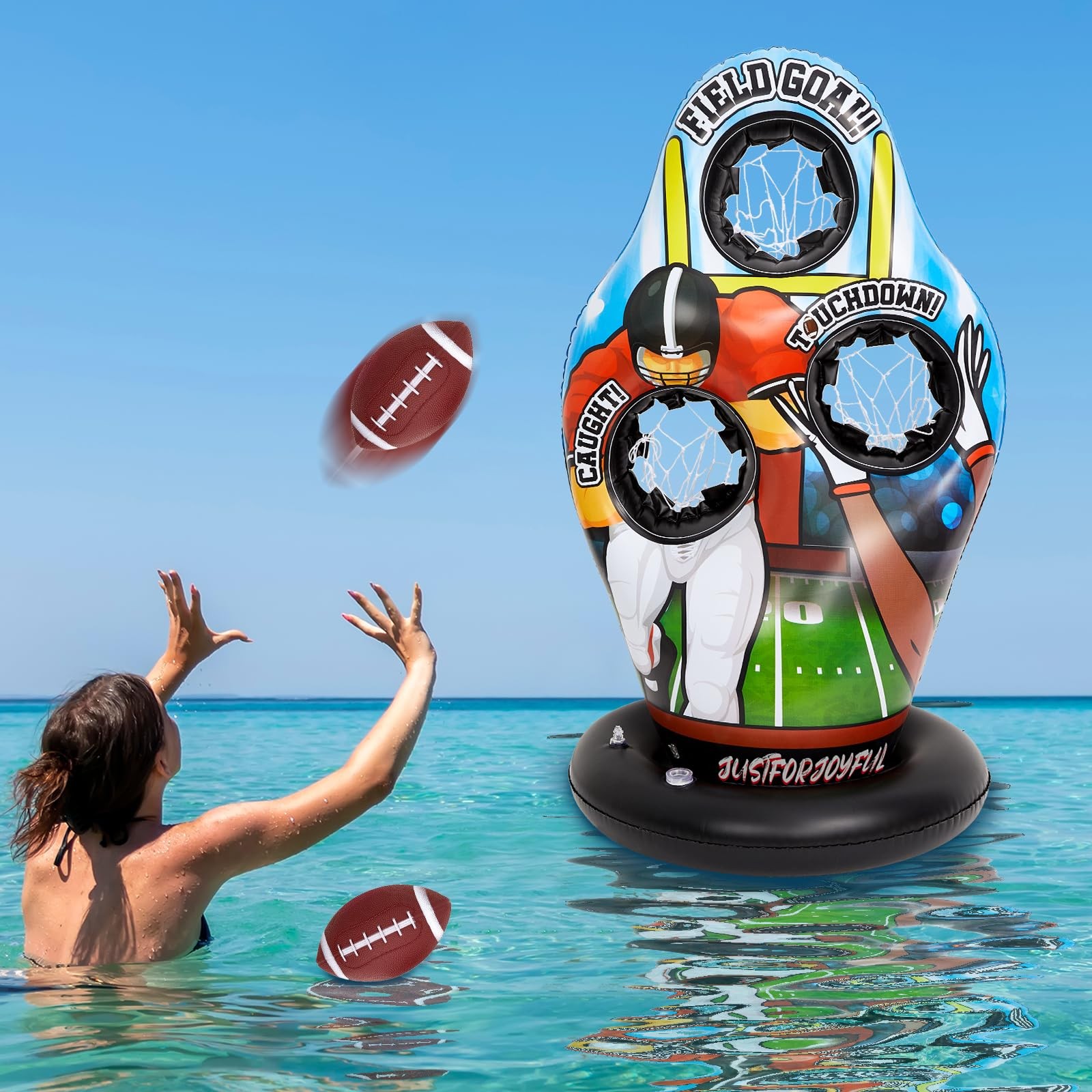 Justforjoyful Inflatable Football Target Floats 43.3 x 23.6 inches, Colorful