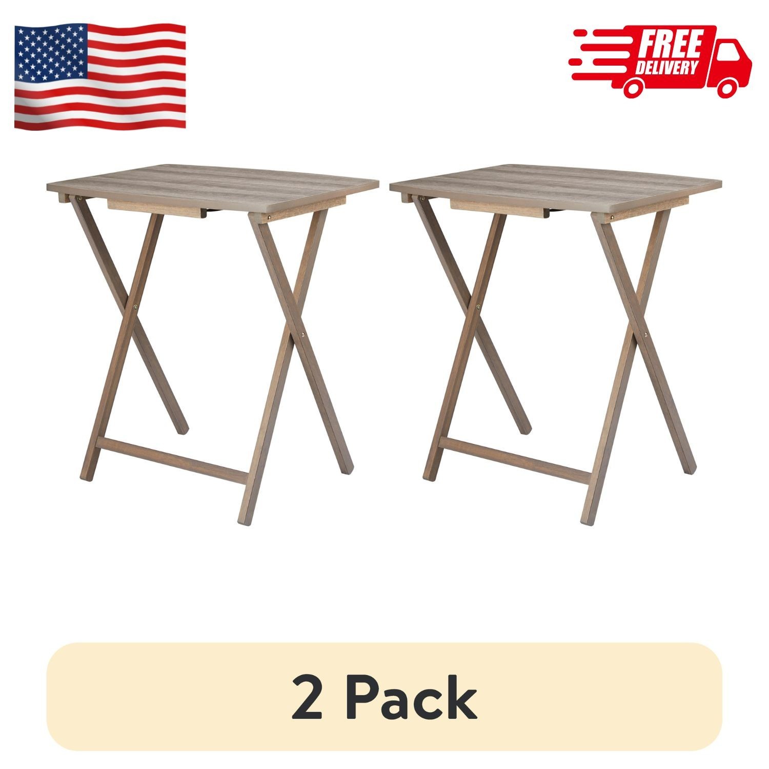 Modern Indoor Folding XL Tray Table in Rustic Gray L23.5 x W18 x H26 inches.