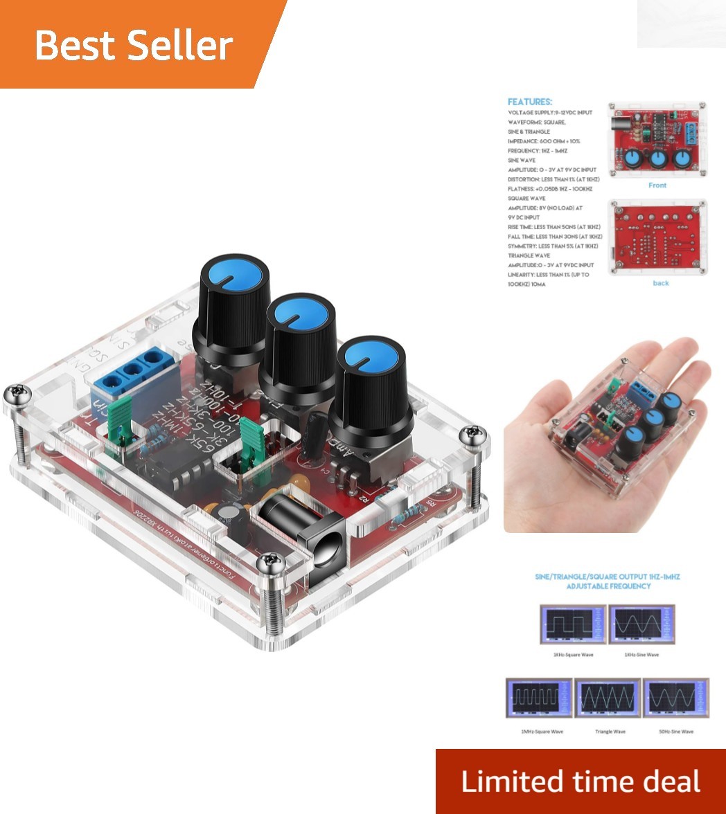 DIY XR2206 Signal Generator Kit with Sine, Triangle, Square Output - 1Hz-1MHz