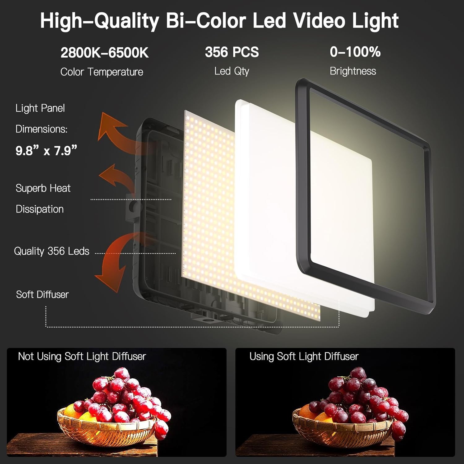 2-Pack LED Video Light Kit with Tripod Stand