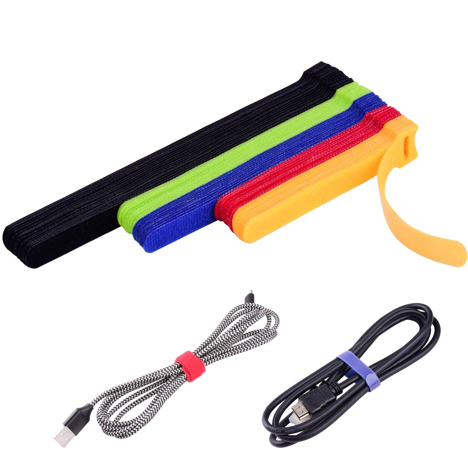 OneLeaf 60pk Reusable Cable Ties 4/6/8in