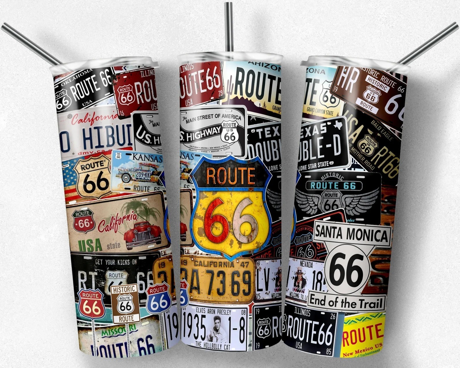 Route 66 License Plates 20oz Tumbler Insulated Travel For Him