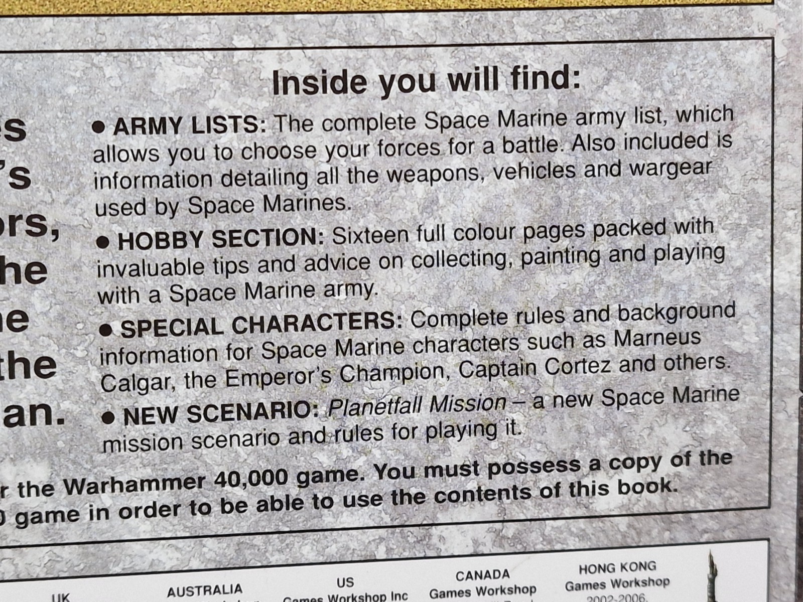 Warhammer Space Marines Codex 3rd edition Softcover Games Workshop 40,000 Book