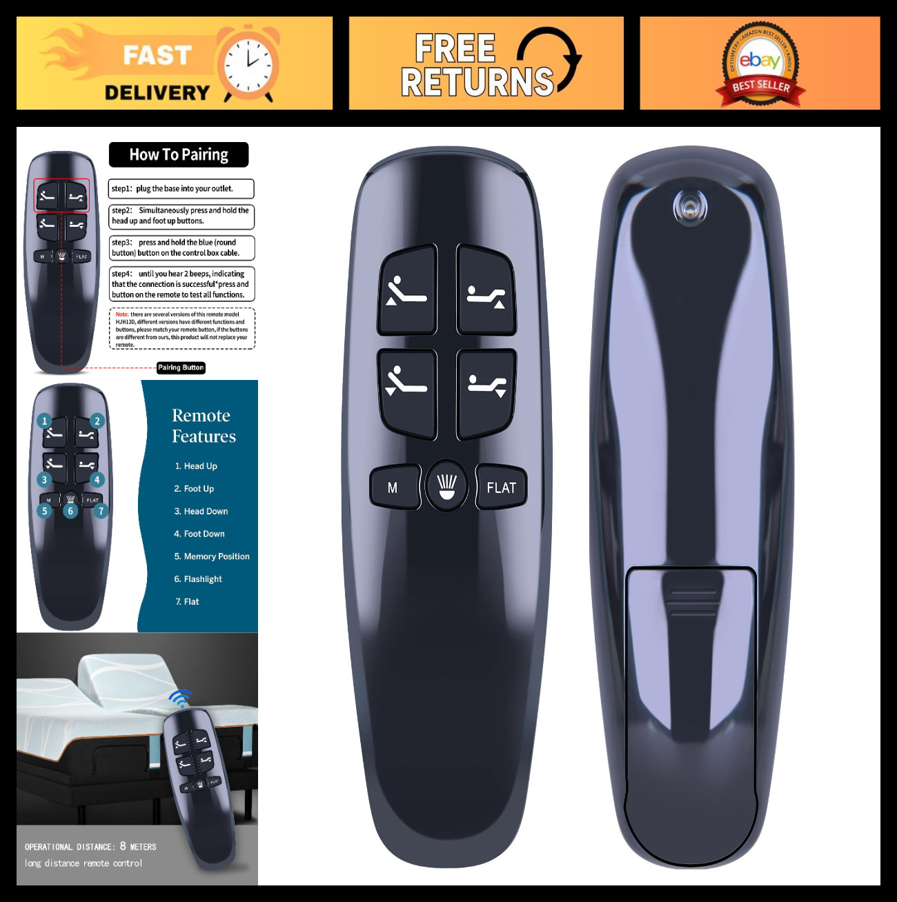 Replacement Remote Control for Lucid L300 Adjustable Bed - Compatible & Custom F