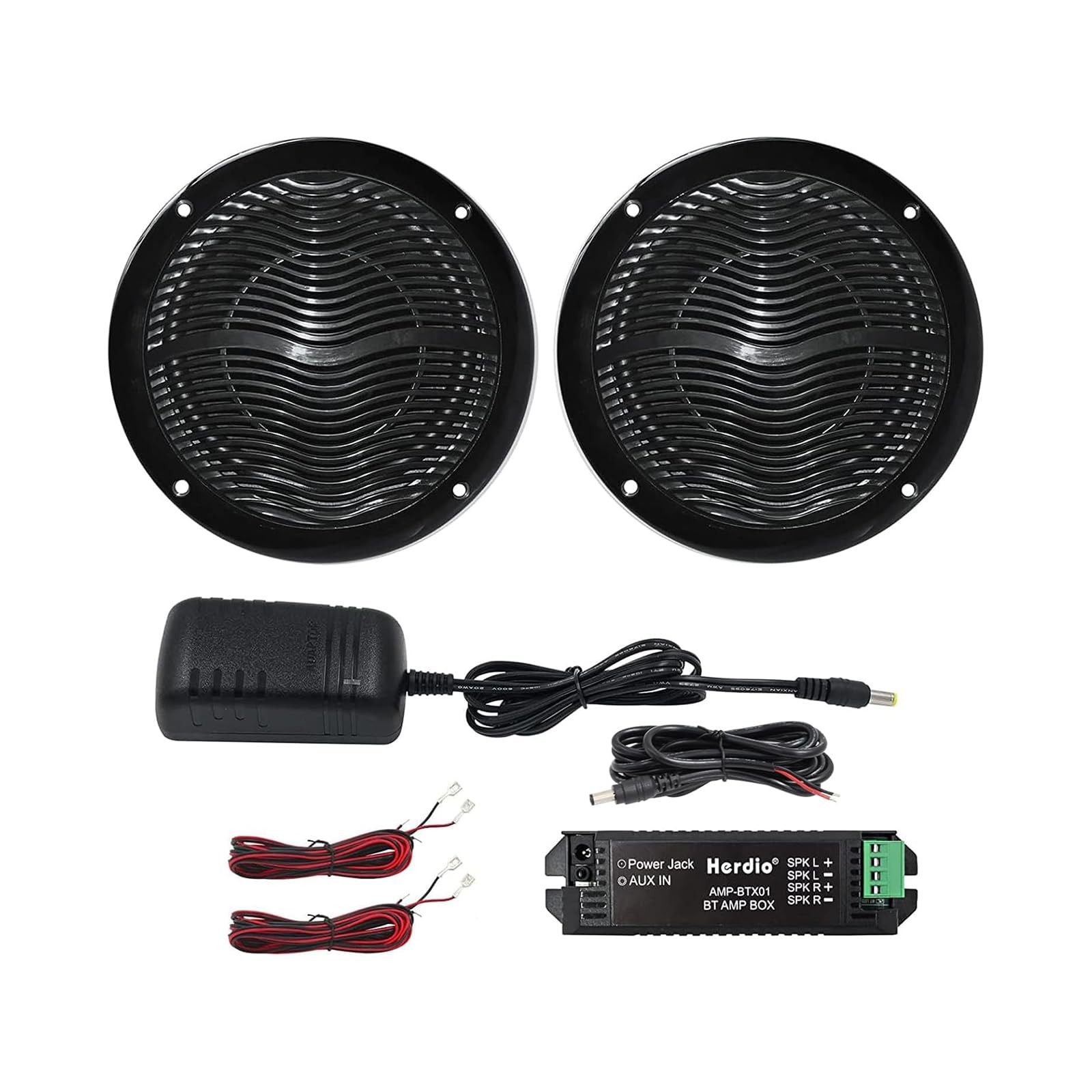 Herdio 6.5 Inch Marine Bluetooth Speakers 2 Way Inch(pack of 2 ), Black