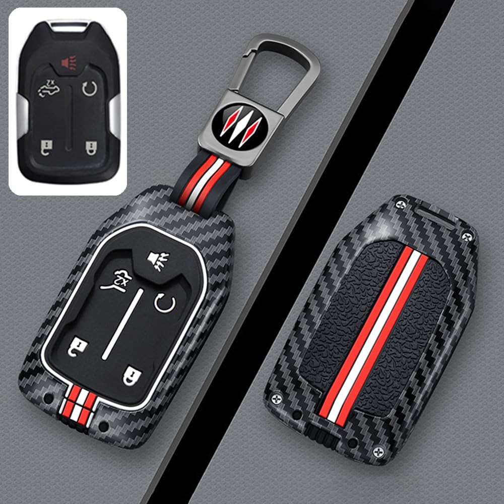 Coficoi Heavy Key Fob Cover for Gmc Sierra 1500,Alloy Car Keychain X, Carbon