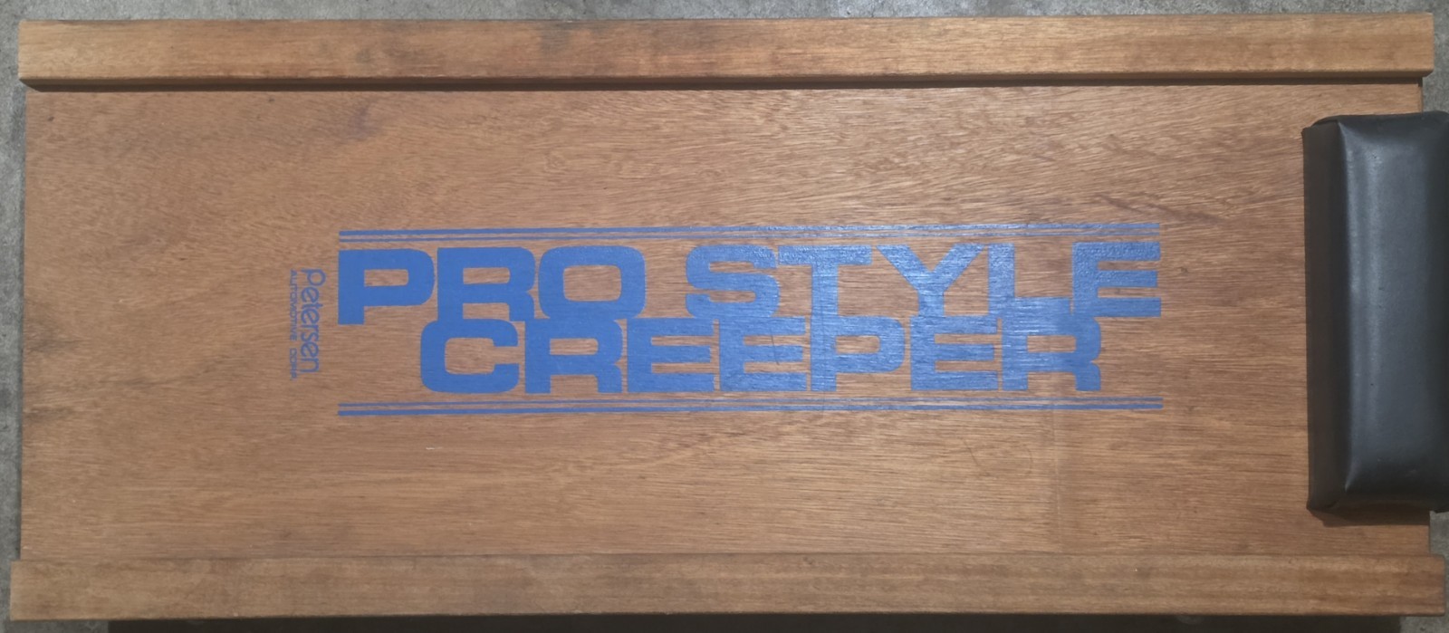 Vintage Pro Style Creeper Petersen Automotive Corp. Inc. Headrest, Steel Wheels
