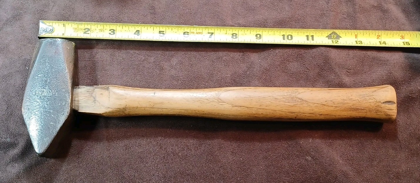 Vtg WORTH 2.7lb, 40oz Cross Pien Hammer, W/ Original Wood Handle, U.S.A.